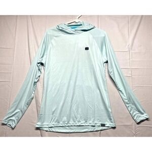 AVID Performance Hoodie Womens Large Light Blue American Flag Moisture Wicking
